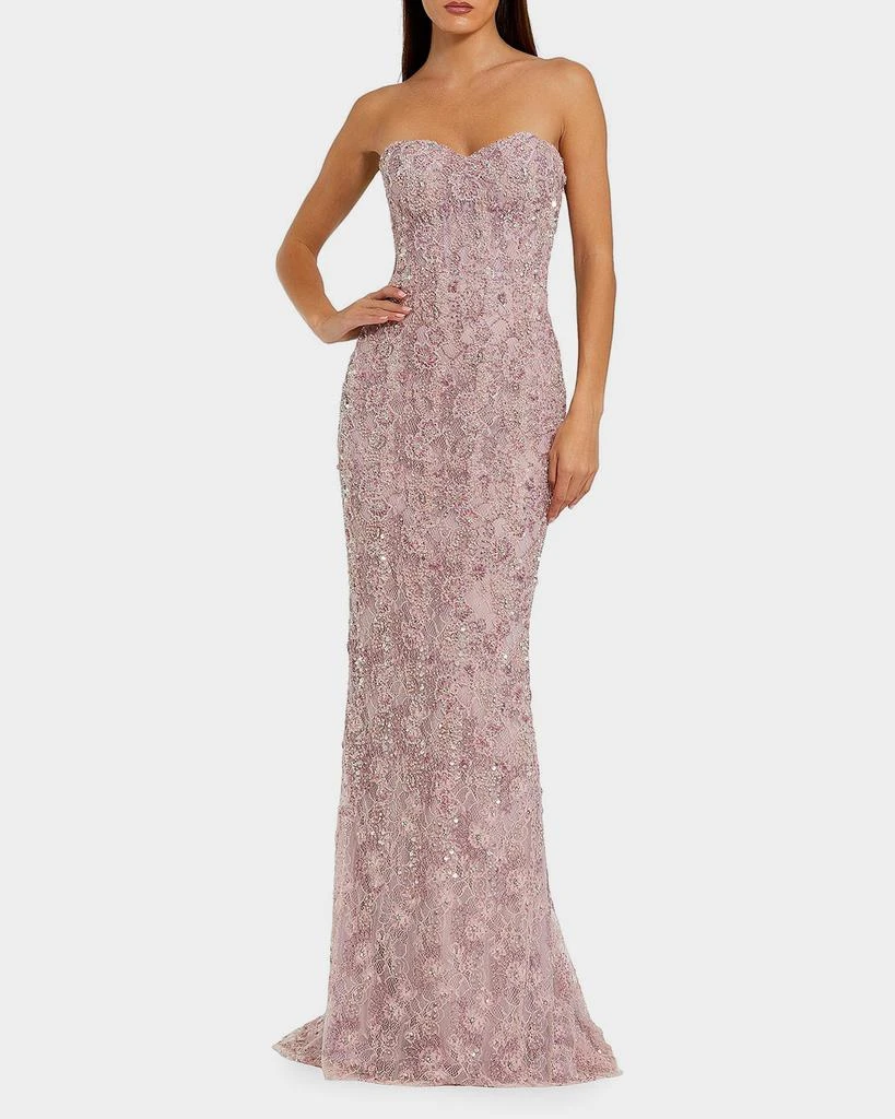 Mac Duggal Embellished Floral Lace Sweetheart Gown