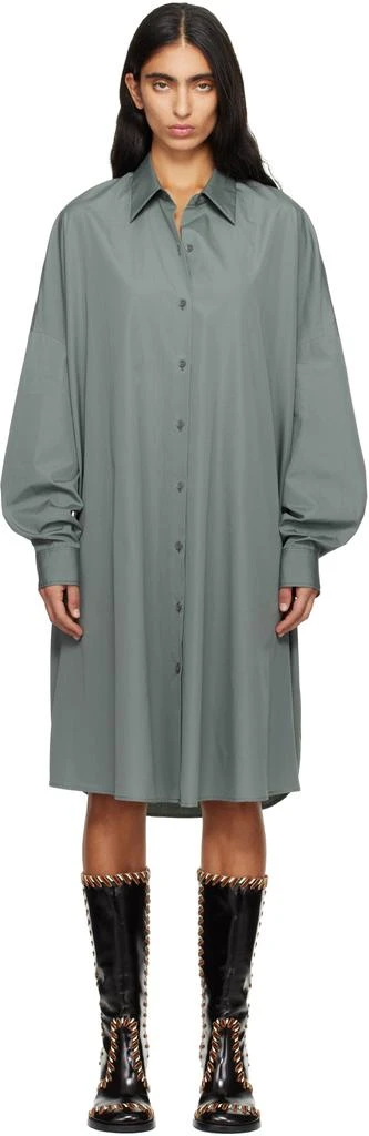 Dries Van Noten Green Cotton Shirt Midi Dress 1