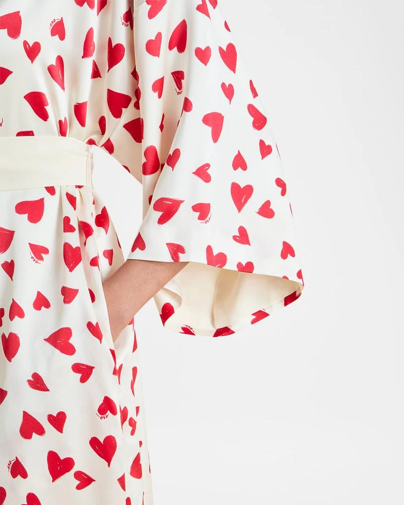 OLIVIA VON HALLE Queenie Heart-Print Silk Robe 4
