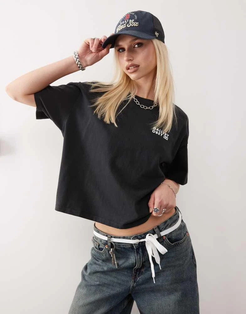 Obey Obey gallery logo t-shirt in black 1