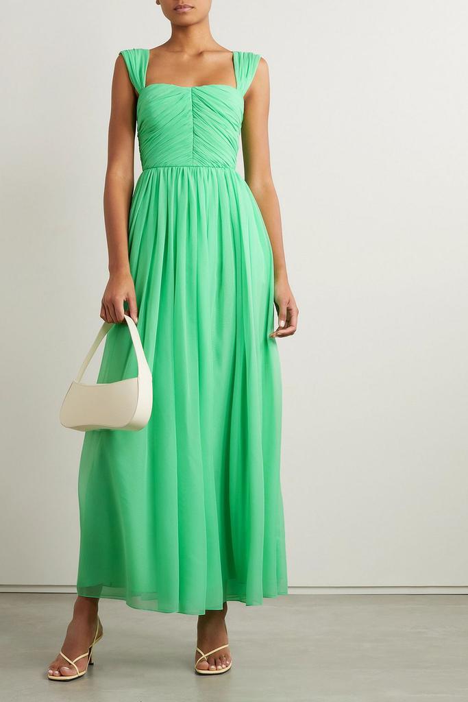 ADAM LIPPES Pleated silk-chiffon maxi dress