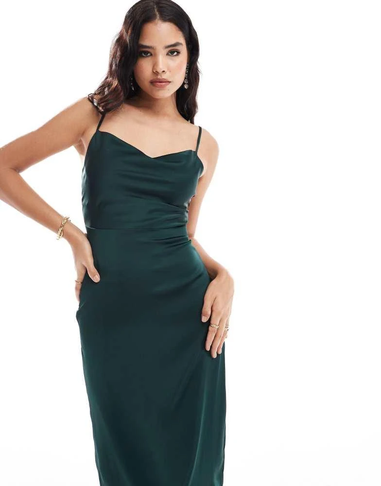 vila satin cowl neck maxi dress Vila Ravenna Sleeveless Midi Dress Brown 38 Woman