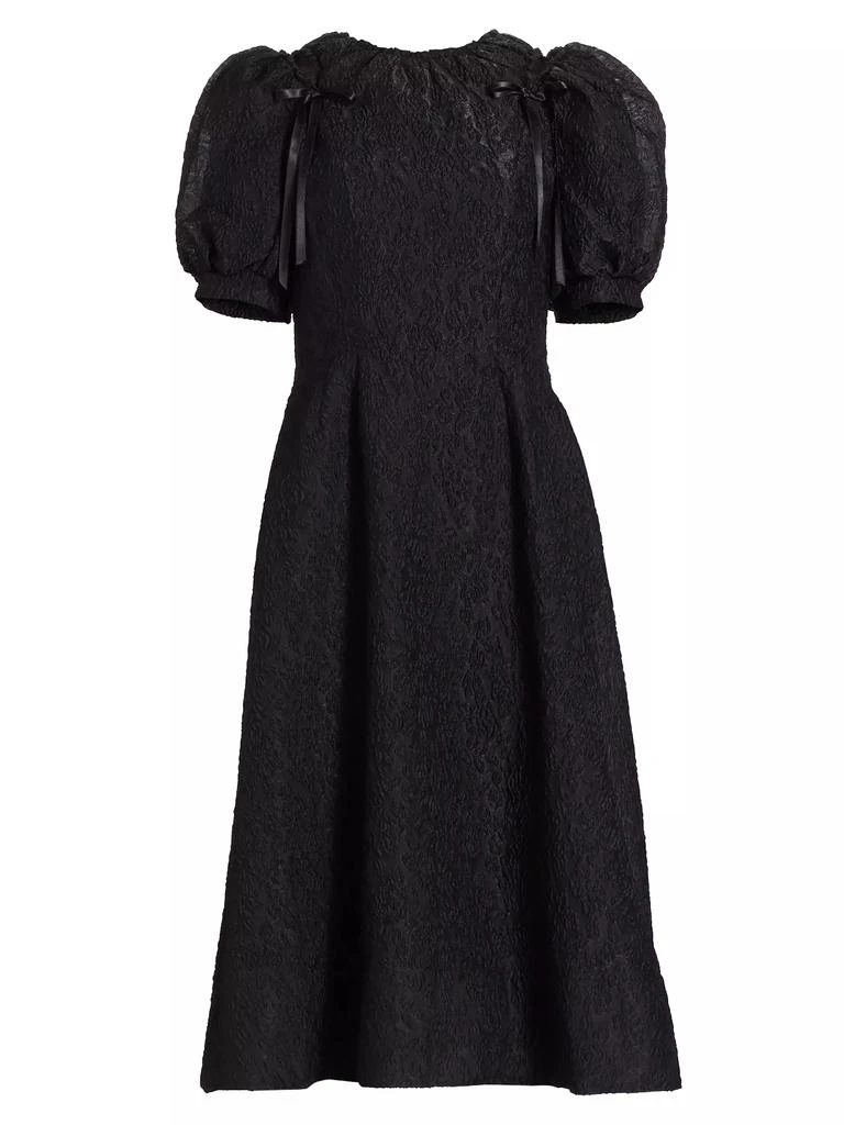 Simone Rocha Cloqué Puff-Sleeve A-Line Midi-Dress 1