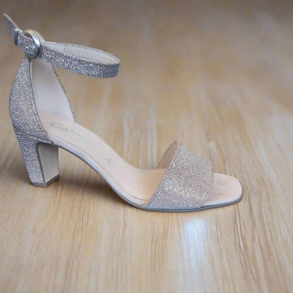 Gabor Women's Strappy Heeled Sandal In Silver Metallic 3