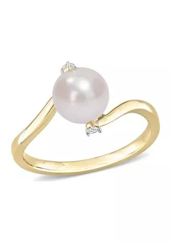 Cultured Freshwater Pearl and Diamond Accent Bypass Ring