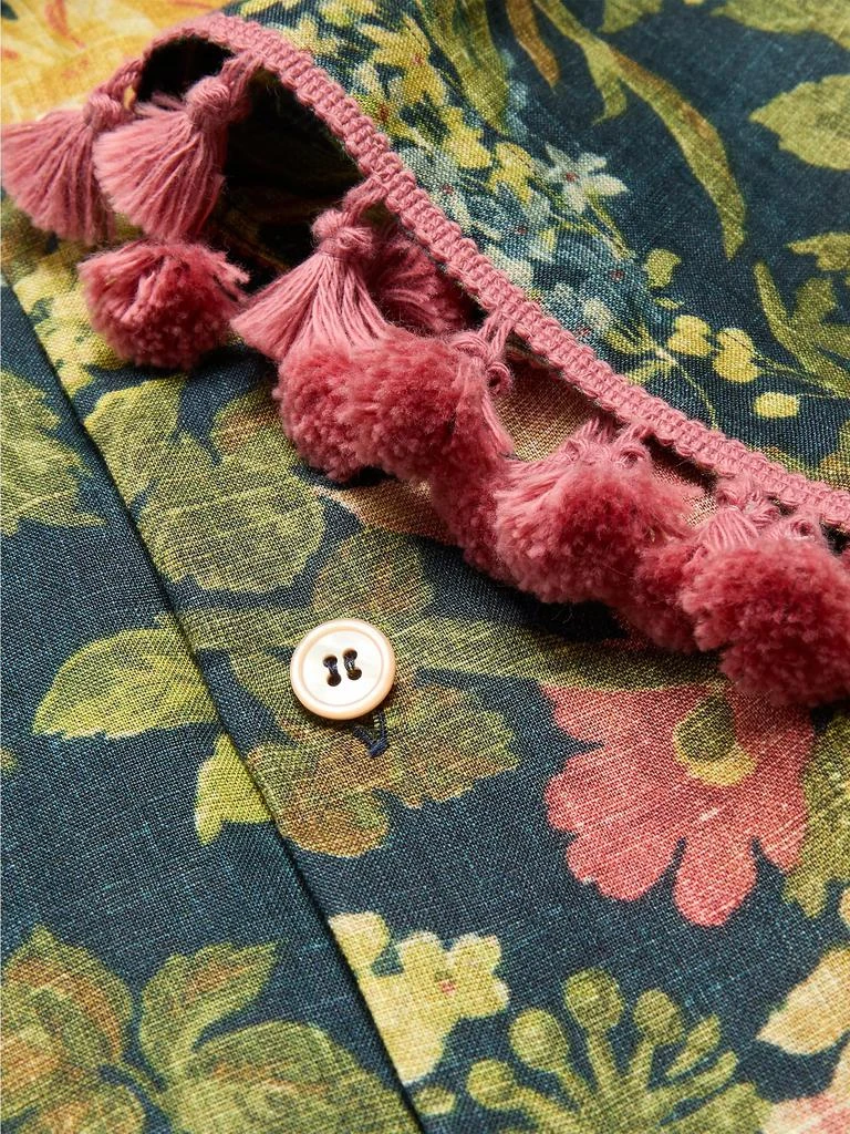 Valentino Linen Bowling Shirt with Apres L'hiver Print 7