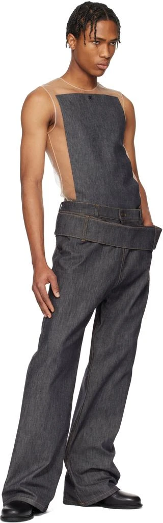 Courrèges Gray Double Belt Denim Jeans 4