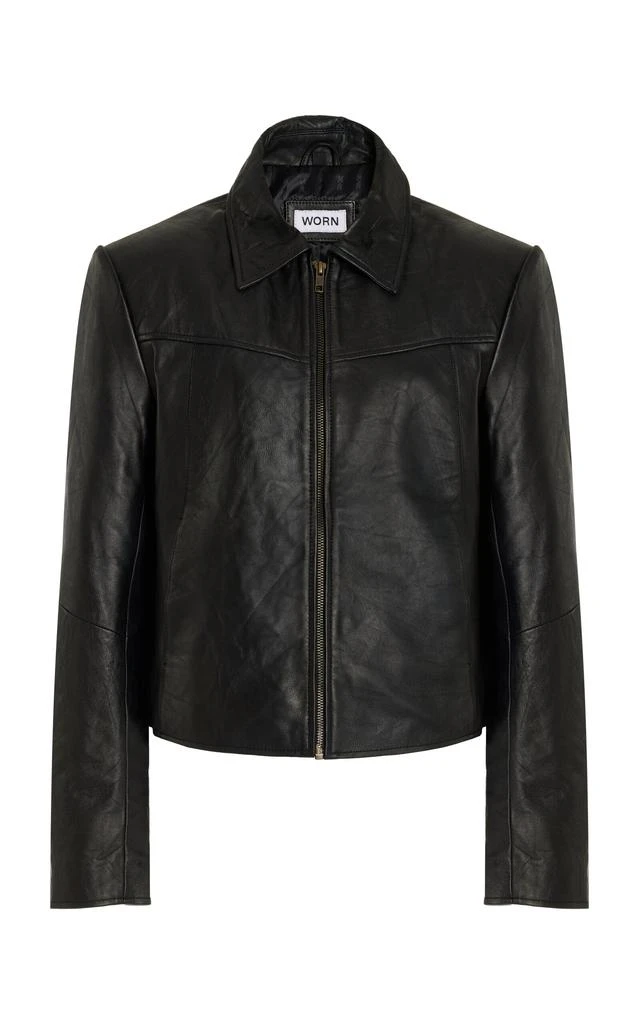 Worn Vintage Worn Vintage - Boxy Leather Jacket - Black - XS - Moda Operandi 1
