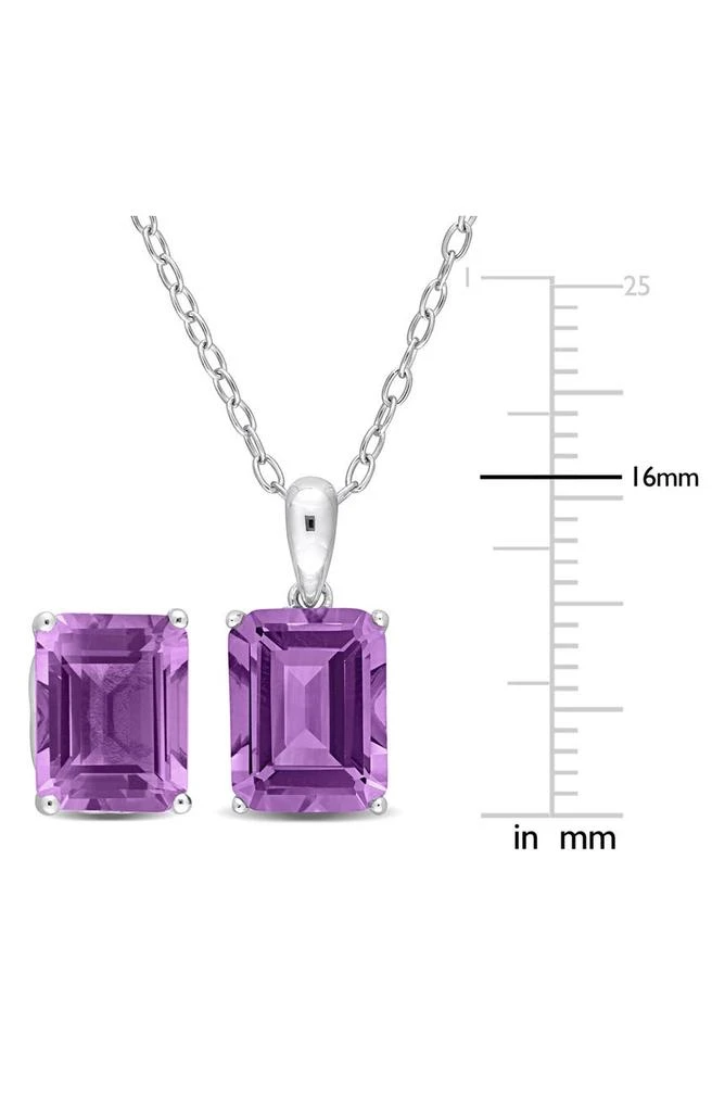 DELMAR Emerald Cut Amethyst Pendant Necklace
Stud Earrings Set 2