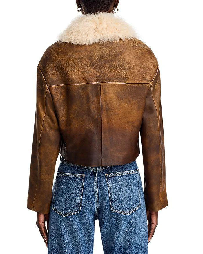 Re/Done Distressed Leather & Shearling Aviator Jacket 3