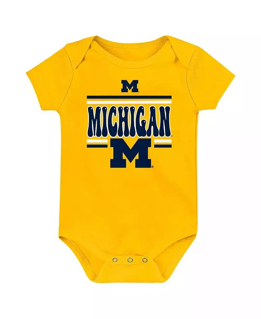 Outerstuff Newborn Navy Michigan Wolverines Sunday Comics 3-Pack Bodysuit Set 3