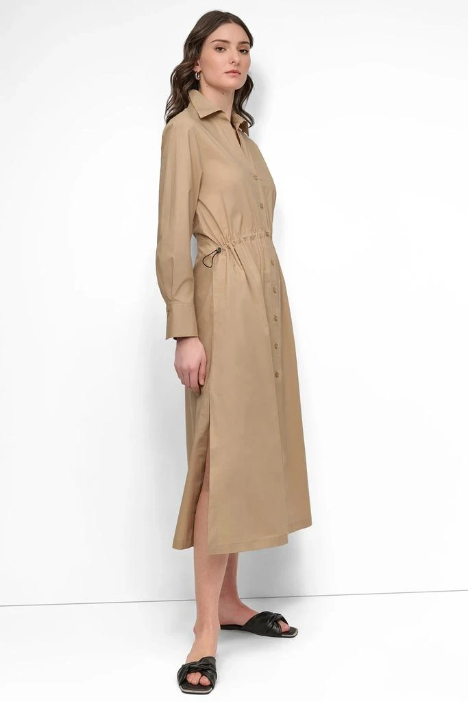 DKNY POPLIN LONG SLEEVE SHIRT DRESS WITH ADJUSTABLE WAIST 3