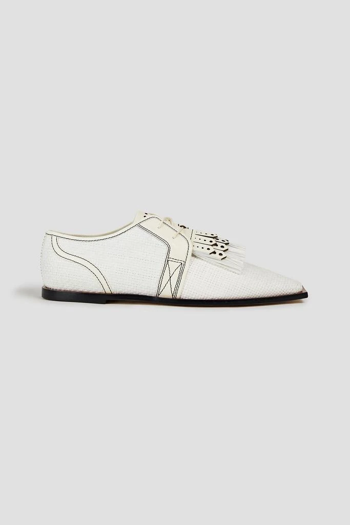Zimmermann Fringed leather-trimmed raffia brogues 1