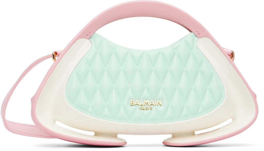 Balmain Pink 
White Two-Tone Quilted Small Jolie Madame Bag 1