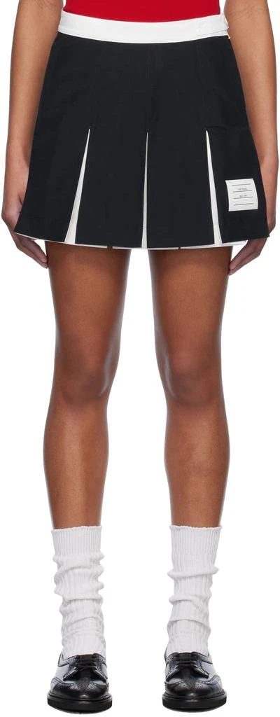 Thom Browne Navy Ripstop Box Pleat Miniskirt 1