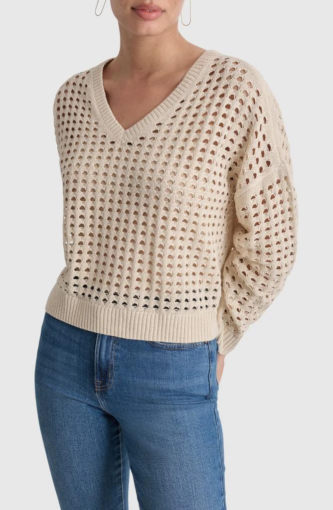 DKNY Open Stitch V-Neck Sweater 6