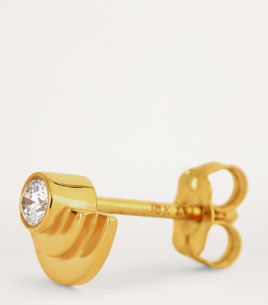 Azlee Yellow Gold and Diamond Staircase Single Stud Earring 6