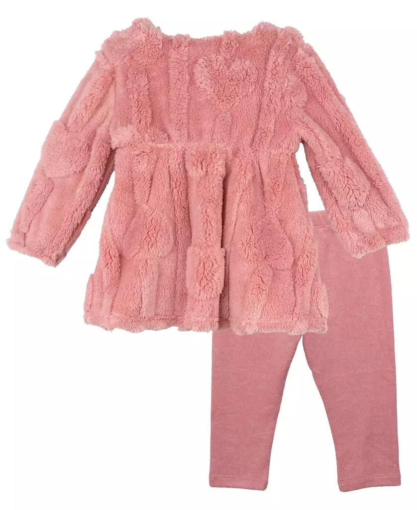 Rare Editions Baby Girl Fuzzy Heart Top And Legging, 2-Piece Set 2