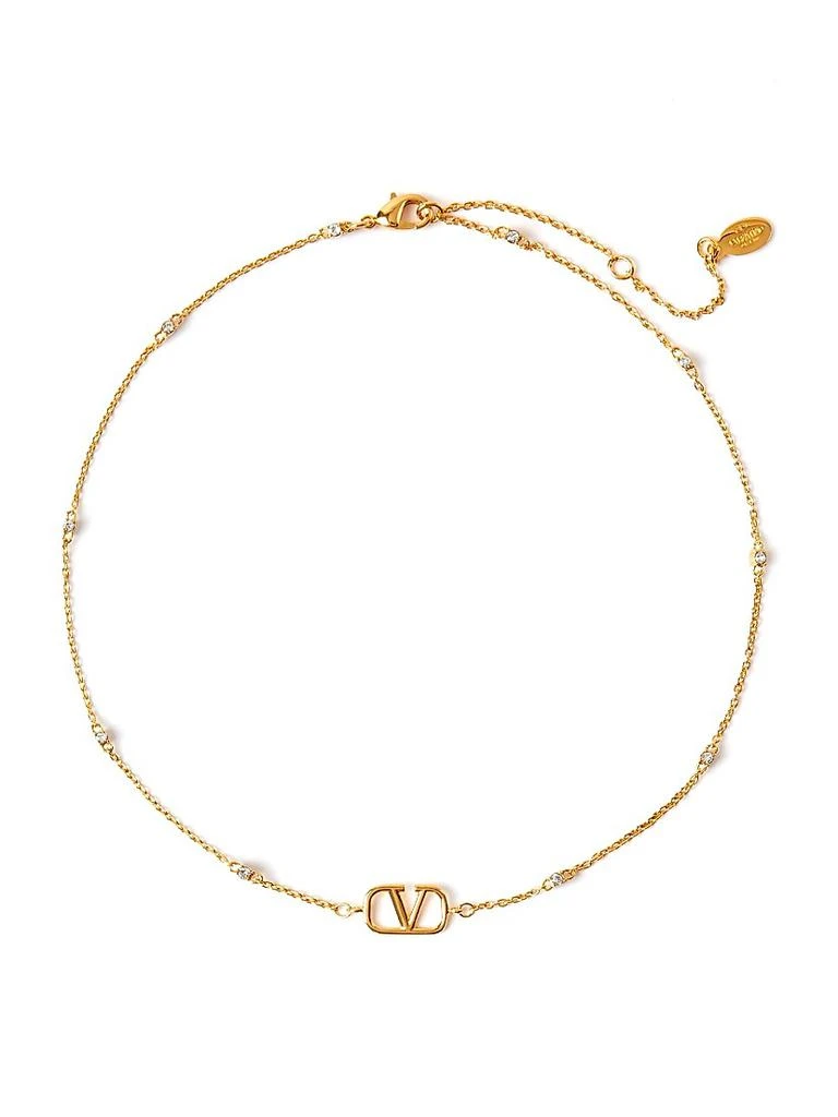 Valentino Mini VLogo Signature Necklace In Metal And Swarovski® Crystals