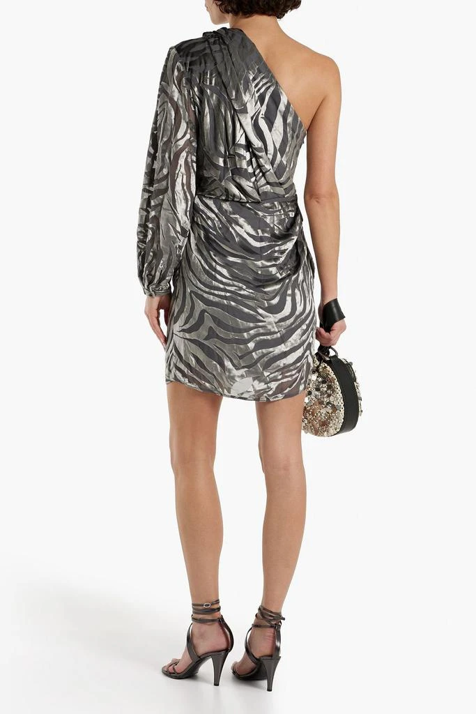 IRO Nimas one-sleeve draped devoré-velvet mini dress 3