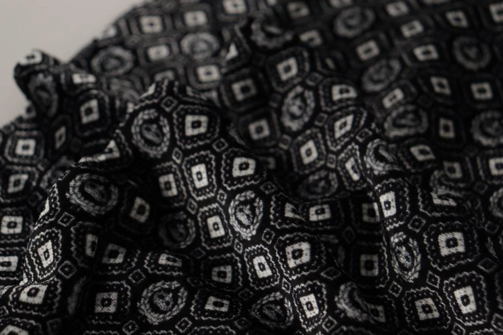 Dolce & Gabbana Dolce & Gabbana Black Geometric Patterned Shawl Wrap Fringe Scarf 5