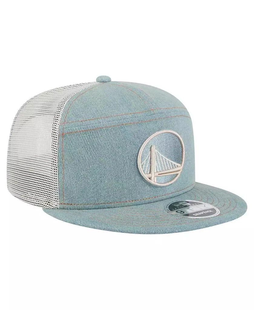 New Era Men's Golden State Warriors Adventure Denim Split Panel 9FIFTY Snapback Trucker Hat 3