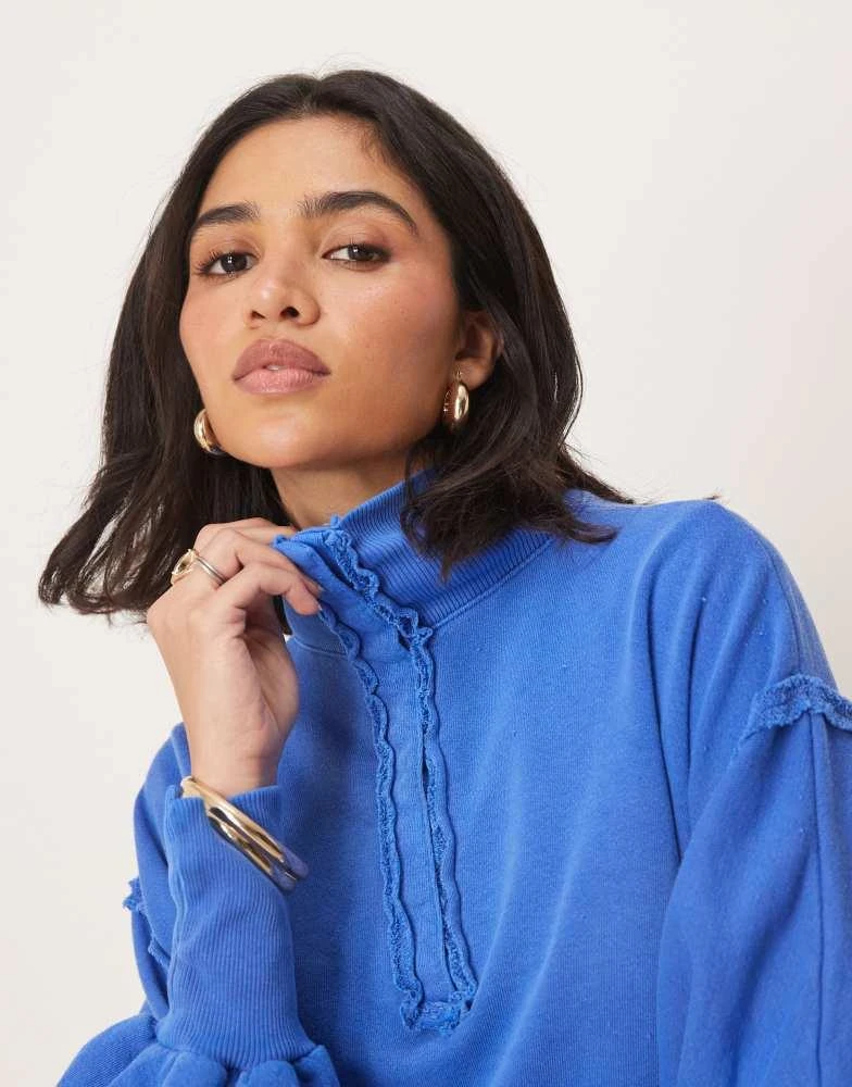 Free People Free People camden henley sweater in sapphire blue 3