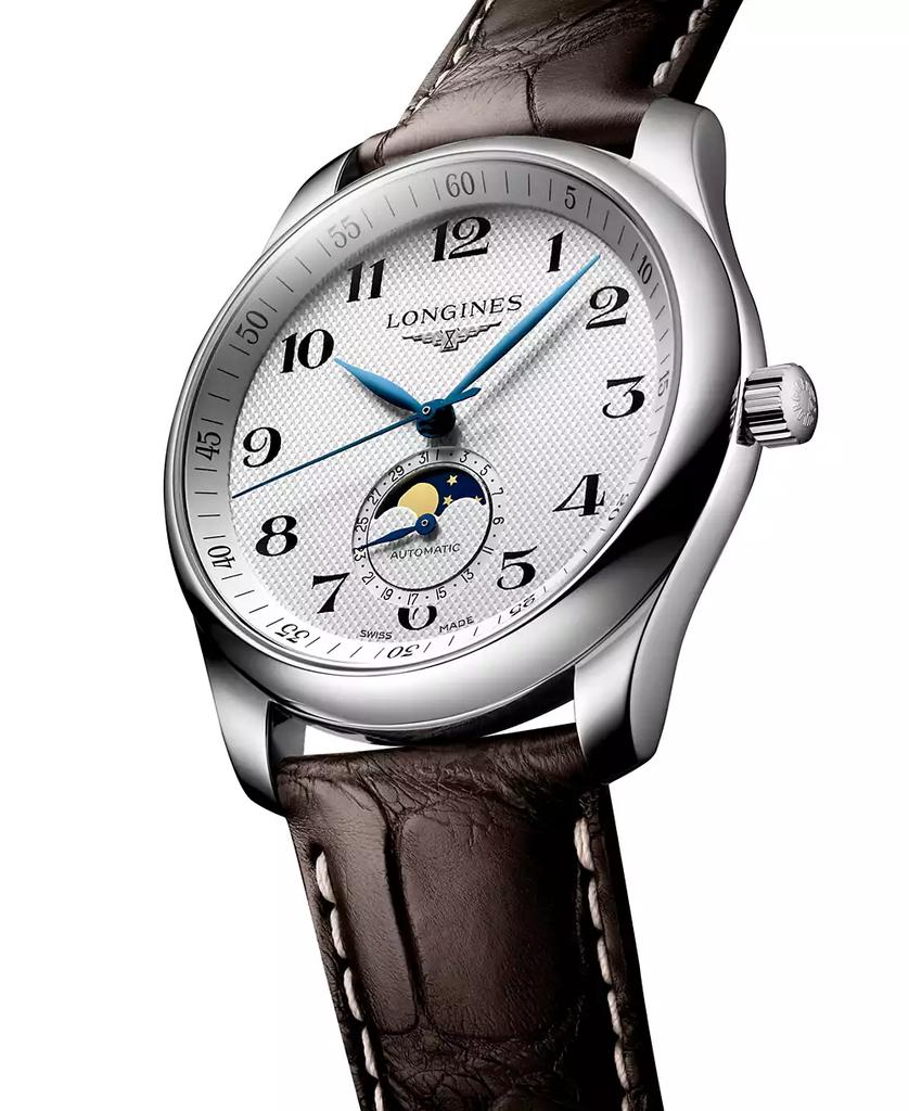 Longines Men's Swiss Automatic Master Brown Leather Strap Watch 40mm