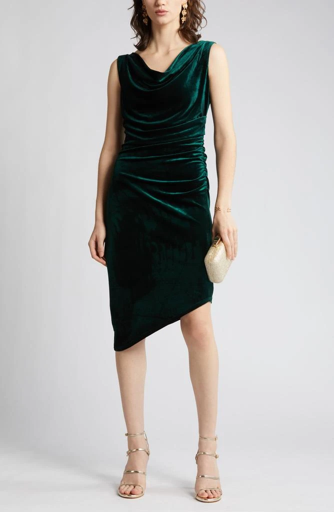 Sam Edelman Drape Neck Stretch Velvet Cocktail Dress 7