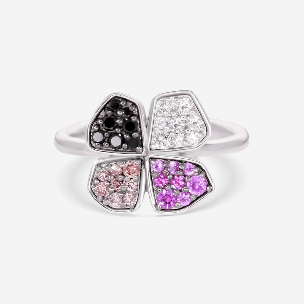 Giloro Giloro 18K White Gold Diamond and Pink Sapphires Statement Ring P5208-108
