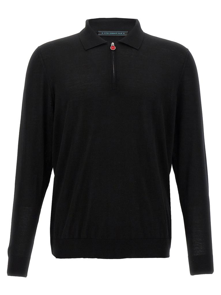 Kiton Kiton Long Sleeved Zipped Knitted Polo Shirt - Polo