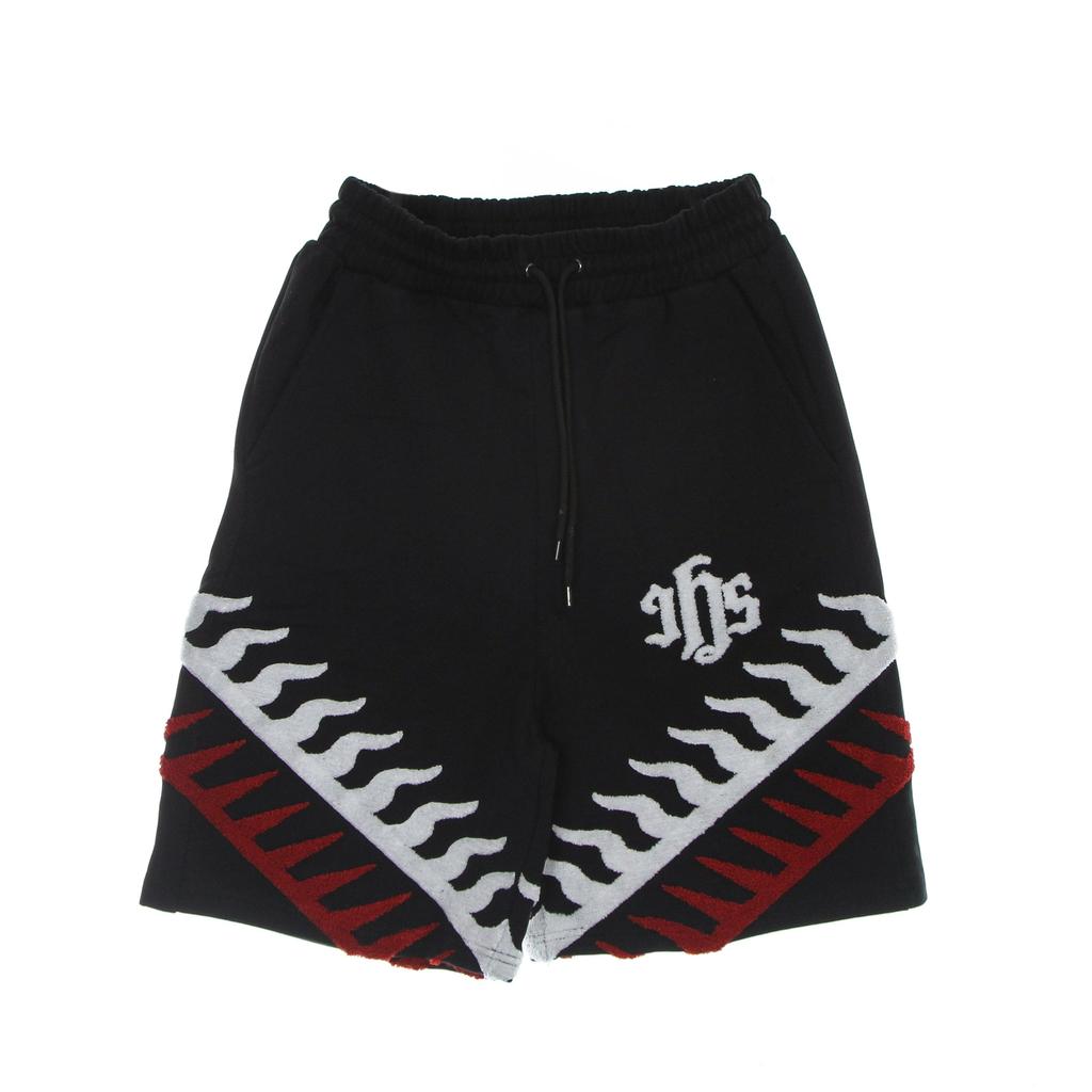 IHS Short Men's Tracksuit Pants Sponge Graphic Flames Basket Pants Black