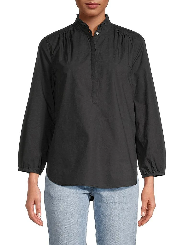 Birds of Paradis Sara B Ruffled Cotton Henley Shirt 3