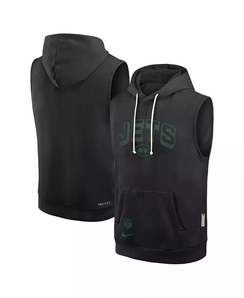 NIKE Men's Black New York Jets Sideline Performance Sleeveless Pullover Hoodie 1