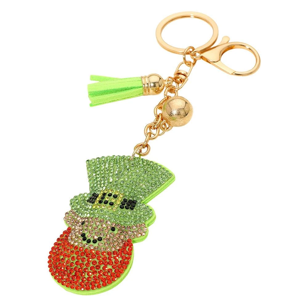FASHNZFAB Bling Studded Leprechaun Tassel Keychain Bag Charm 3