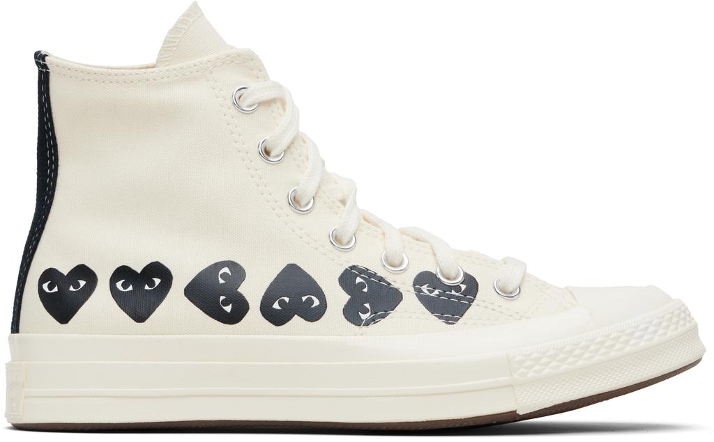Comme des Garcons Beige Converse Edition Multi Heart Sneakers