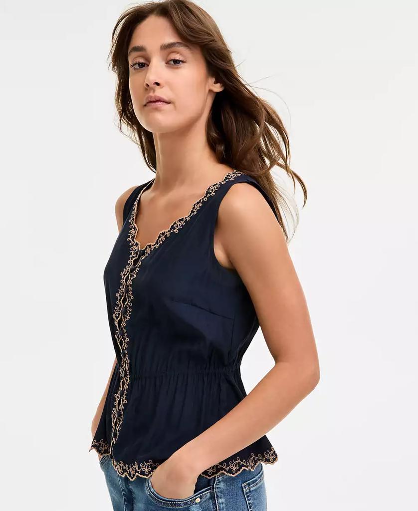 Democracy Women's Embroidered Peplum Top