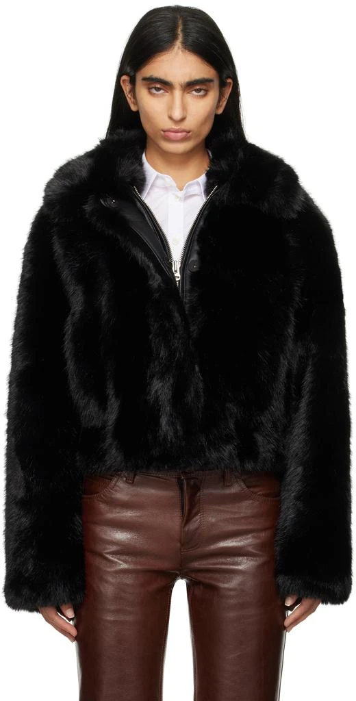 STAND STUDIO Black Lena Faux-Fur Jacket 1