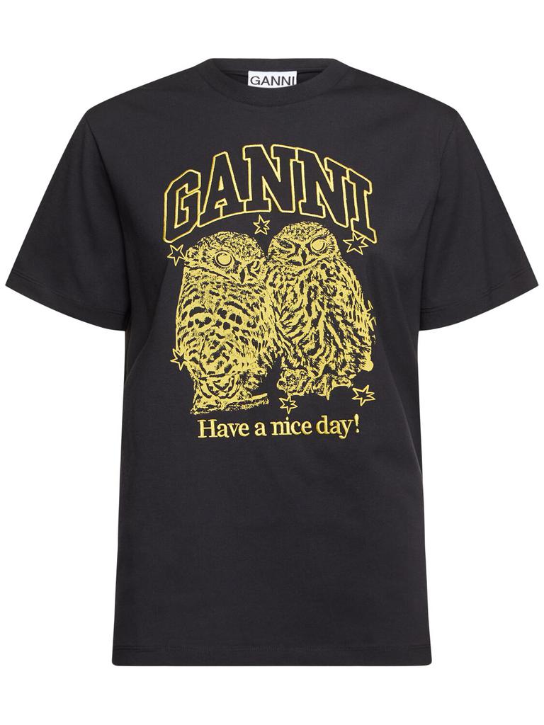 Ganni Owls Relaxed Jersey T-shirt