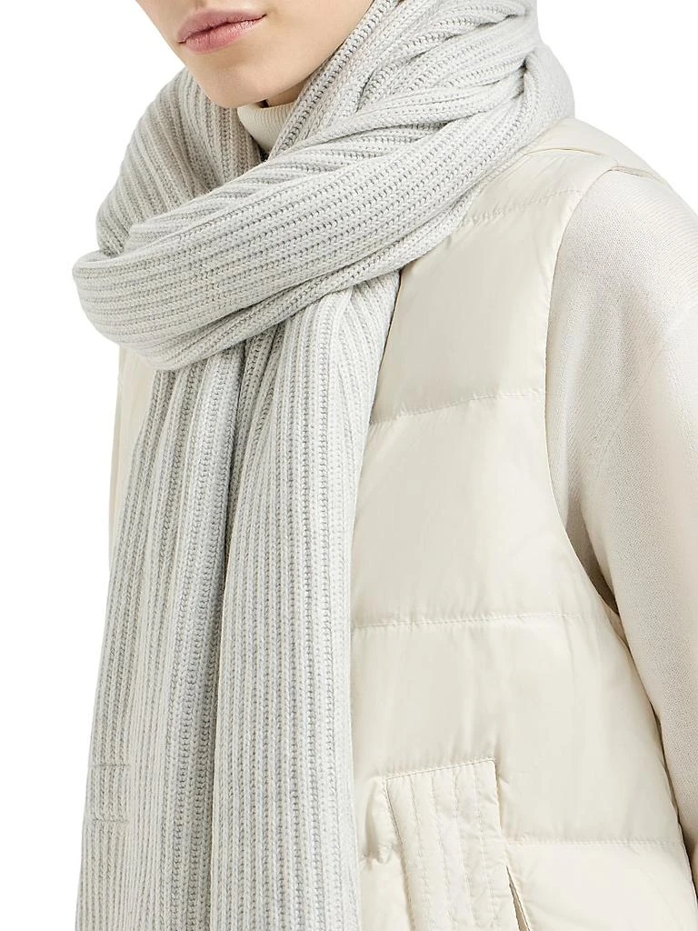 Brunello Cucinelli Cashmere English Rib Knit Scarf with Monili 2