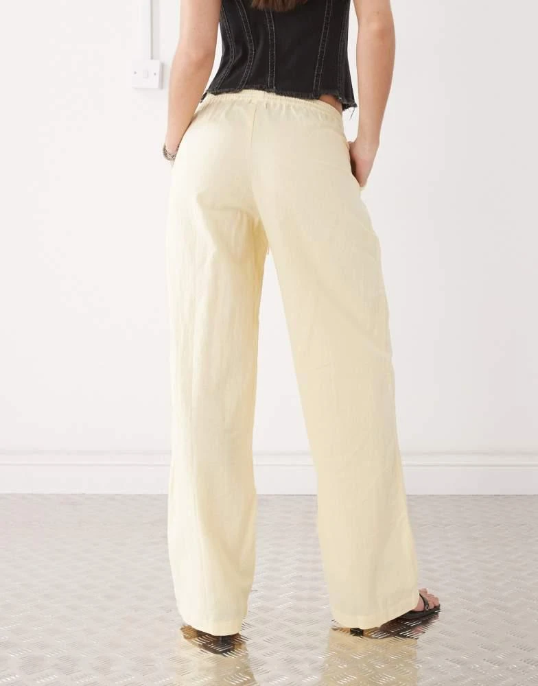 Motel Motel wasic wide leg relaxed linen trouser in lemon yellow 3