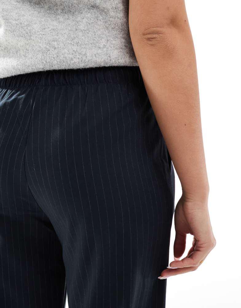 Stradivarius Stradivarius striped trousers in navy blue