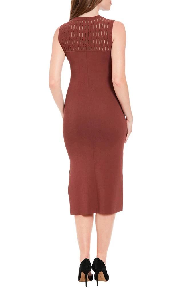 London Times Illusion Yoke Sleeveless Midi Sweater Dress 2