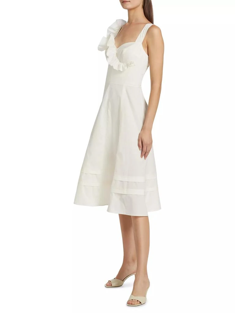 Marchesa Rosa Cotton Ruffled Sweetheart Midi-Dress 4
