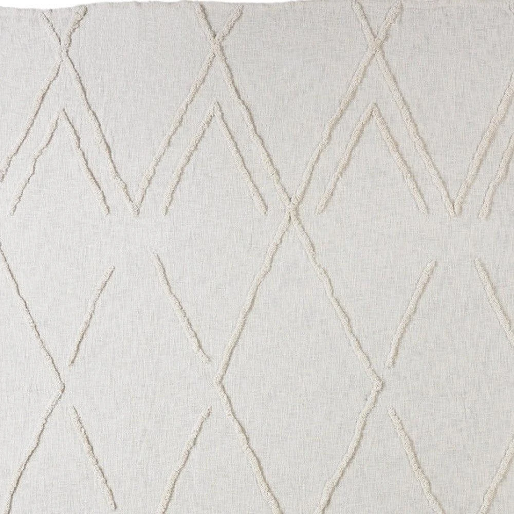 Hivvago Ivory Geometric Twin Cotton Coverlet With Fringe 5