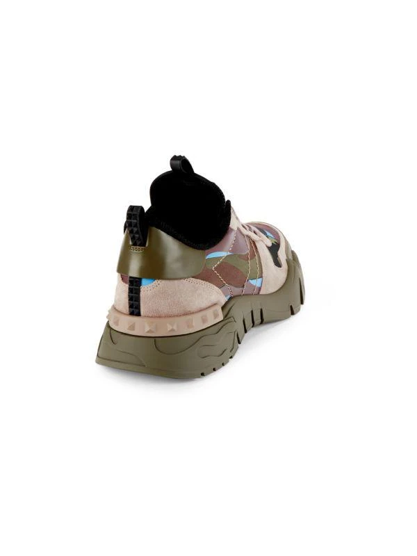Valentino Rockstud Camo Trim Leather Sneakers 3