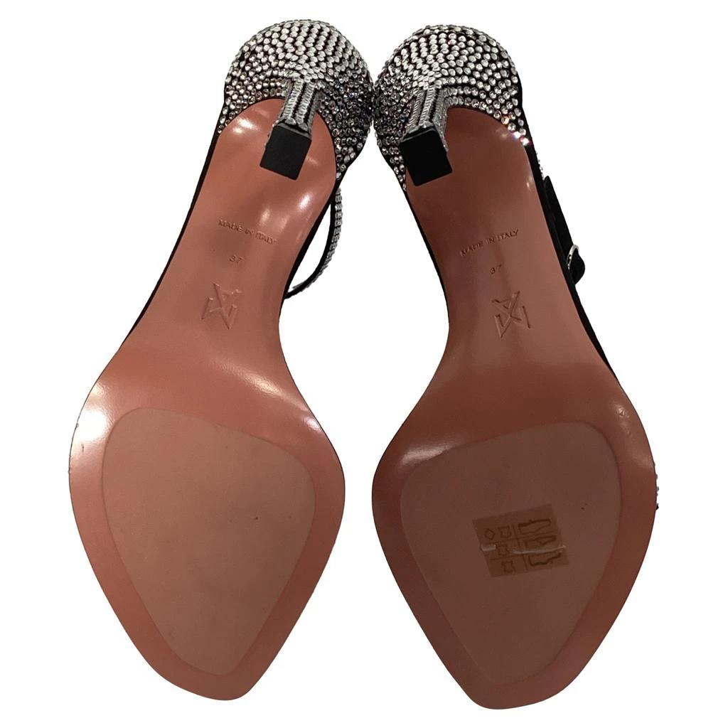 Amina Muaddi Kim Embellished Sandal Heels in Black Suede 6