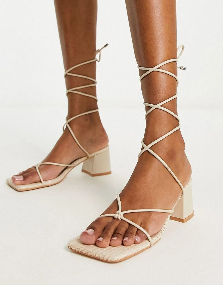 Public Desire Public Desire Reva mid heeled slingbacks in ecru 1
