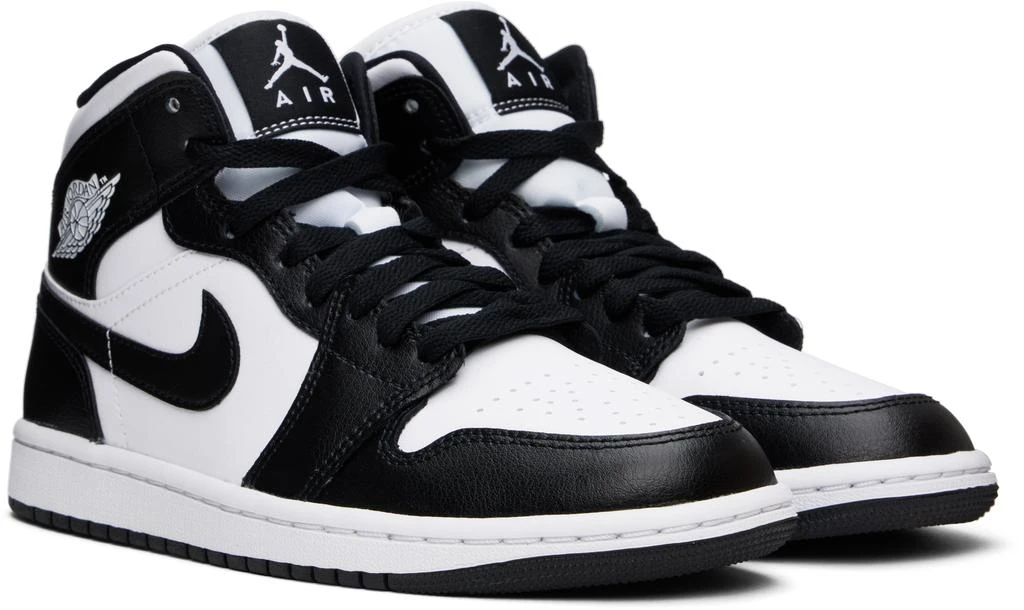 Jordan White & Black Air Jordan 1 Mid Sneakers 4