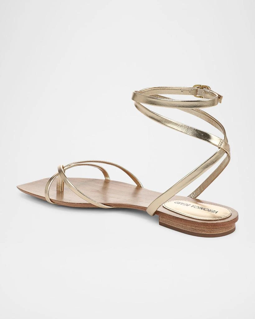 VERONICA BEARD Allegra Metallic Flat Ankle-Strap Sandals 4